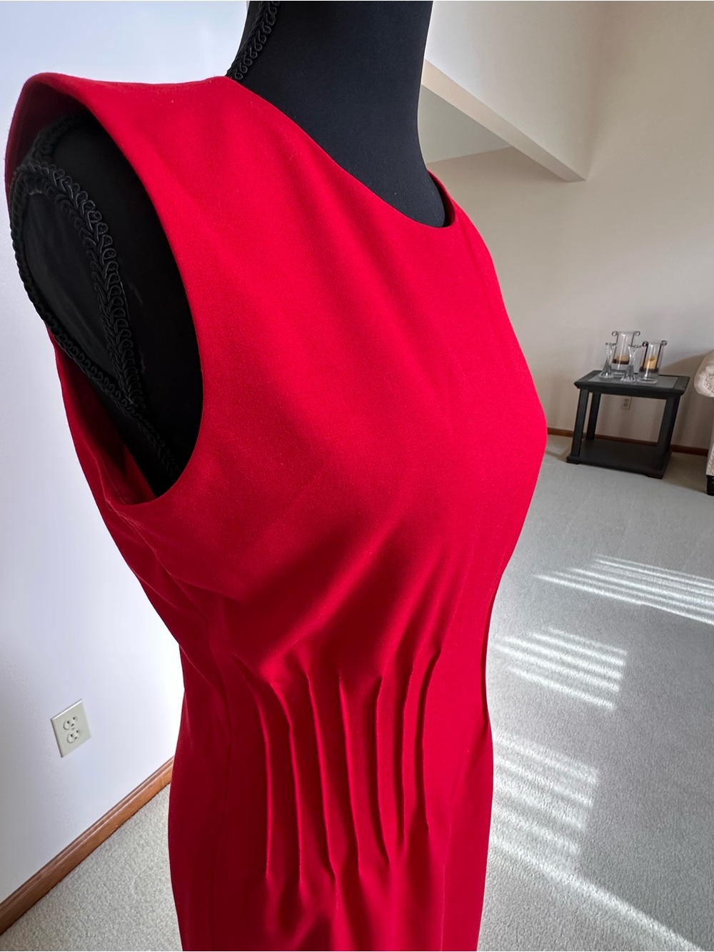 Calvin Klein Red Sleeveless Pleated Sheath Dress